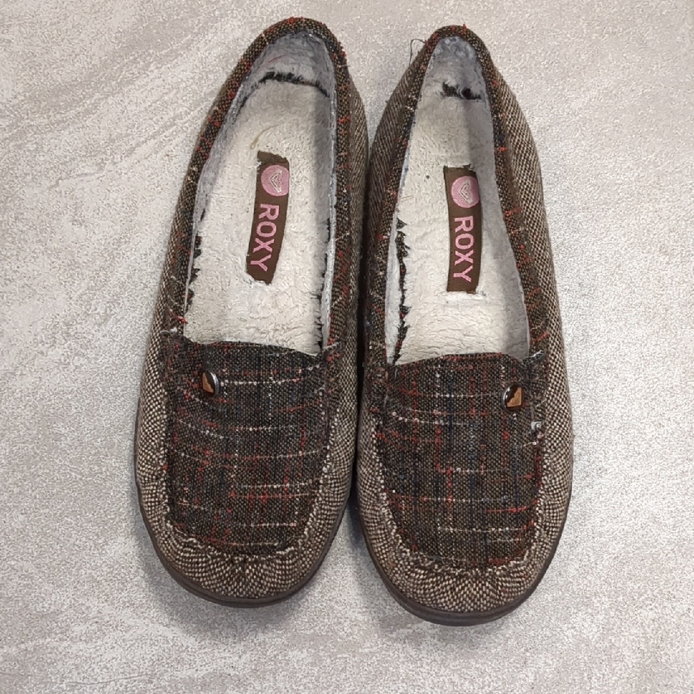 Roxy Checkered Brown Slippers
